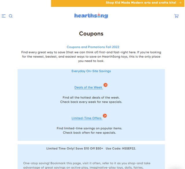 HearthSong checkout page showing HearthSong promo code box | Screenshot taken by SimplyCodes community member on Apr 23, 2025