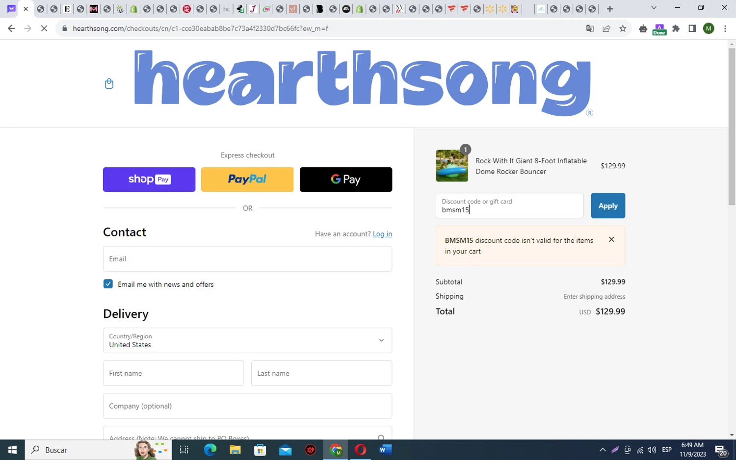 where to use HearthSong promo code box