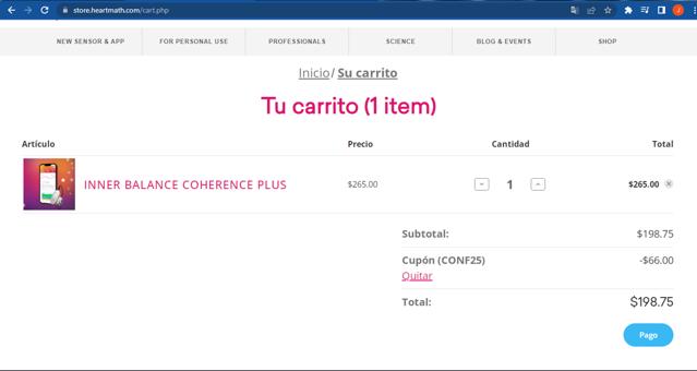 HeartMath checkout page showing HeartMath coupon code box | Screenshot taken by SimplyCodes community member on Jun 27, 2025