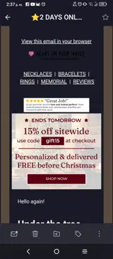 gift15 coupon verification screenshot