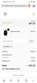 5FOTU coupon verification screenshot