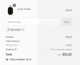 WELCOME coupon verification screenshot