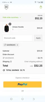 SAVENOX5 coupon verification screenshot