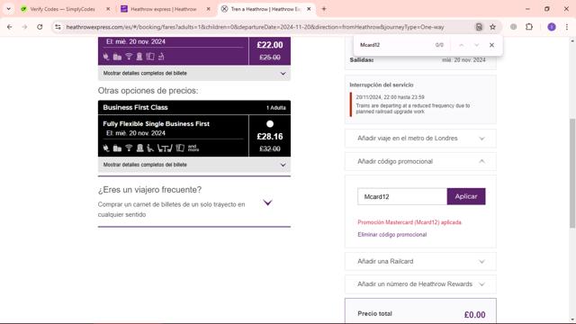 Heathrow Airport Parking checkout page showing Heathrow Airport Parking discount code box | Screenshot taken by SimplyCodes community member on Nov 20, 2024