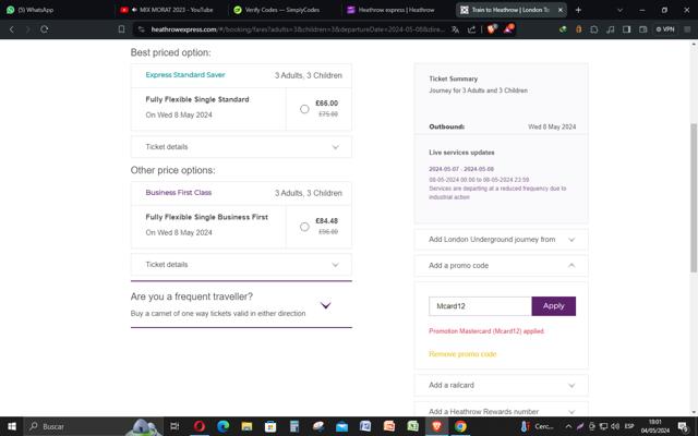 Heathrow Airport Parking checkout page showing Heathrow Airport Parking discount code box | Screenshot taken by SimplyCodes community member on May 4, 2024