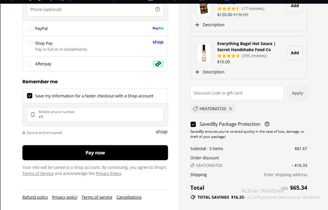 Heatonist checkout page showing Heatonist discount code box | Screenshot taken by SimplyCodes community member on Aug 30, 2025
