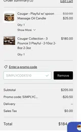 SIMPLYCODES10 coupon verification screenshot