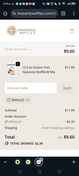 Email20 coupon verification screenshot