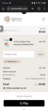 Friends20 coupon verification screenshot
