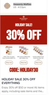 HOLIDAY30 coupon verification screenshot