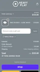 Heavy Play coupon verification screenshot