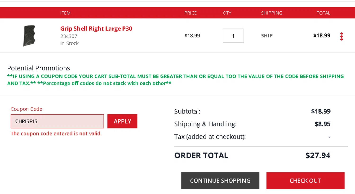 Heckler & Koch promo code screenshot showing code CHRISF15 applied at Heckler & Koch checkout page. Uploaded by SimplyCodes community member Gotoloco on Sep 18, 2025