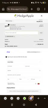 Hedge Apple coupon verification screenshot