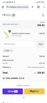 DAY coupon verification screenshot