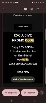 EASTERNELEGANCE25 coupon verification screenshot