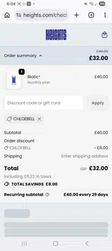 Chloebell coupon verification screenshot