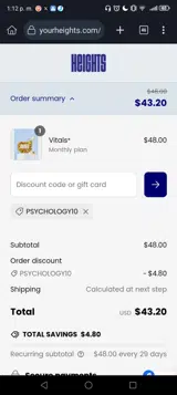 psychology10 coupon verification screenshot