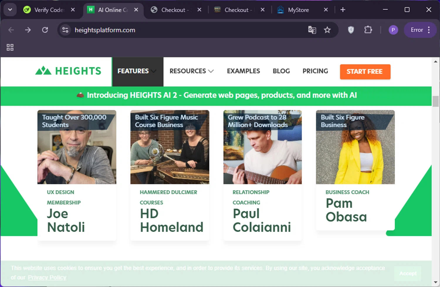 Heights Platform checkout page showing Heights Platform promo code box | Screenshot taken by SimplyCodes community member on Jan 22, 2025