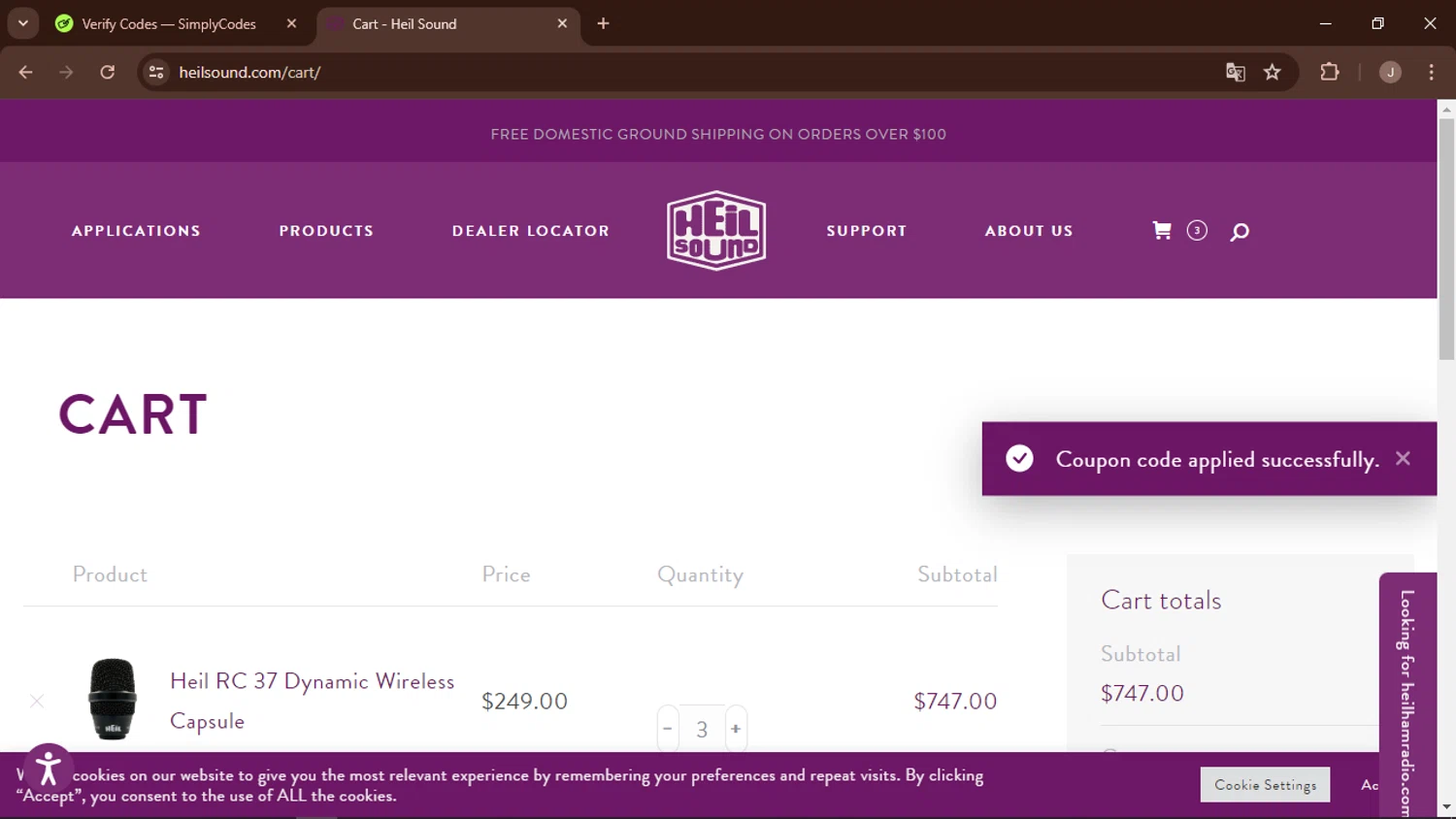 Heil checkout page showing Heil promo code box | Screenshot taken by SimplyCodes community member on Jun 17, 2024