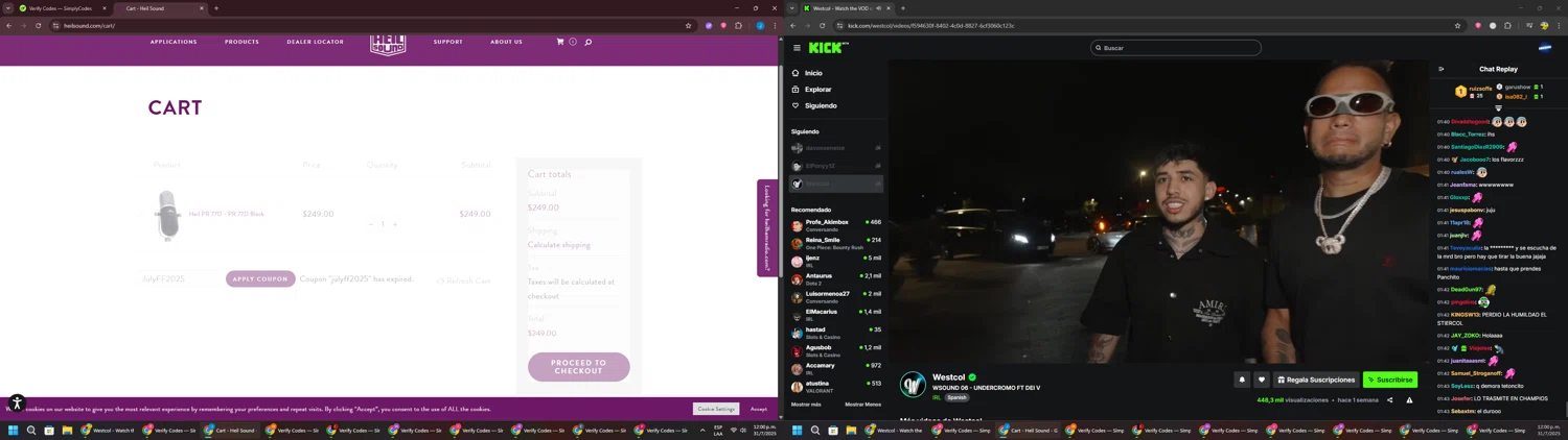 Heil promo code screenshot showing code JulyFF2025 applied at Heil checkout page. Uploaded by SimplyCodes community member BargainGuardian280 on Jul 31, 2025