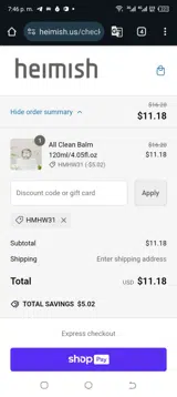 HMHW31 coupon verification screenshot