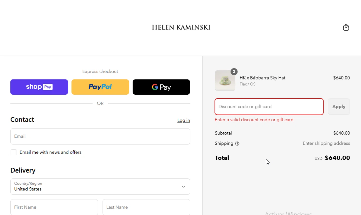 Helen Kaminski promo code screenshot showing code SAVE30 applied at Helen Kaminski checkout page. Uploaded by SimplyCodes community member ligthYA on Jun 11, 2025
