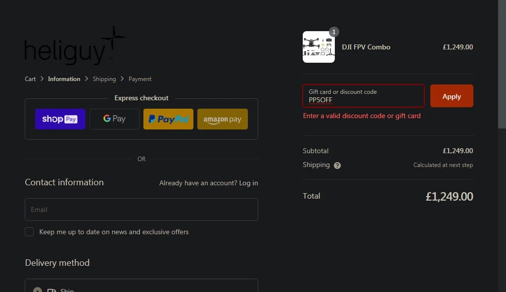where to use Helipal promo code box