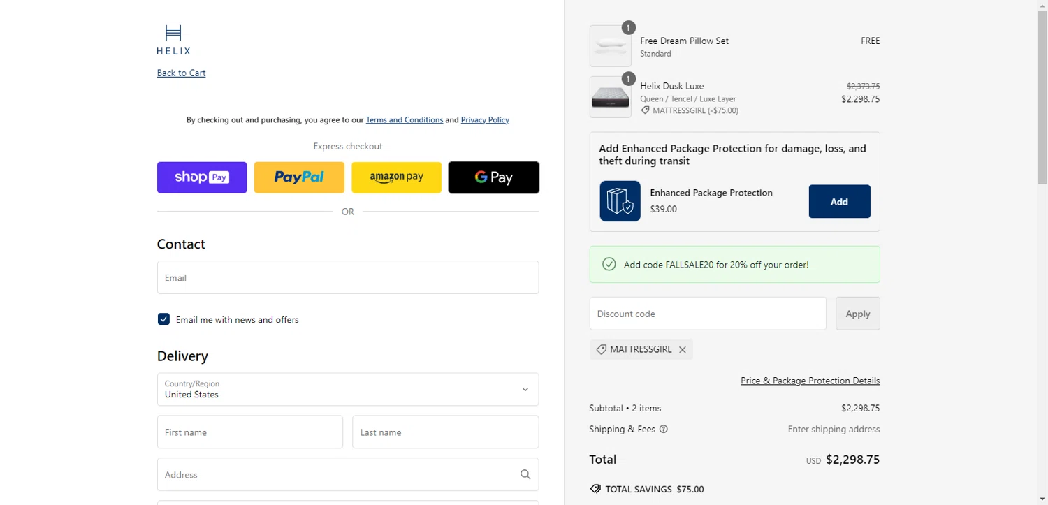 how to use Helix Sleep coupons