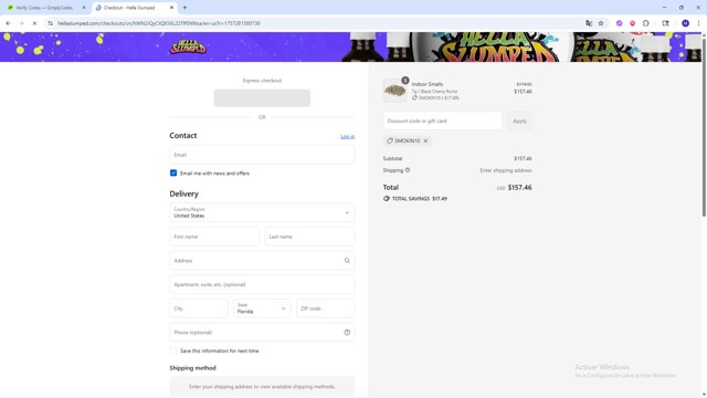 Hella Slumped checkout page showing Hella Slumped discount code box | Screenshot taken by SimplyCodes community member on Sep 7, 2025