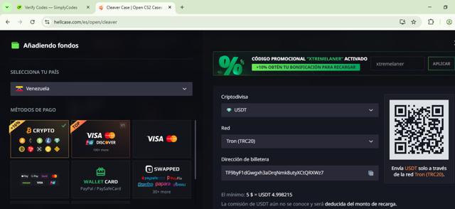 Hellcase checkout page showing Hellcase promo code box | Screenshot taken by SimplyCodes community member on Sep 16, 2025
