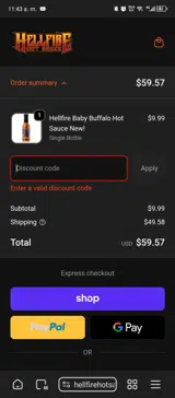 50%OFFHALLOWEENHELL coupon verification screenshot