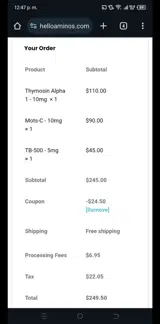 helloami10 coupon verification screenshot
