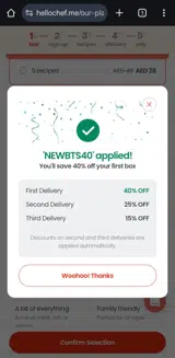 Hello Chef coupon verification screenshot