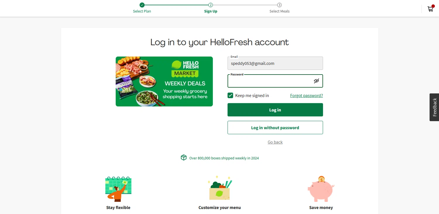 where to use Hello Fresh promo code box