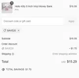SAVE20 coupon verification screenshot
