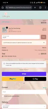 luxy15 coupon verification screenshot