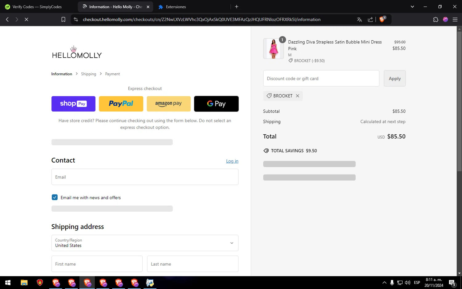 where to use Hellomollyfashion promo code box