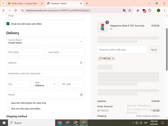 Hello Mood checkout page showing Hello Mood coupon code box | Screenshot taken by SimplyCodes community member on Aug 8, 2025