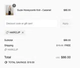 HAIRCLIP coupon verification screenshot
