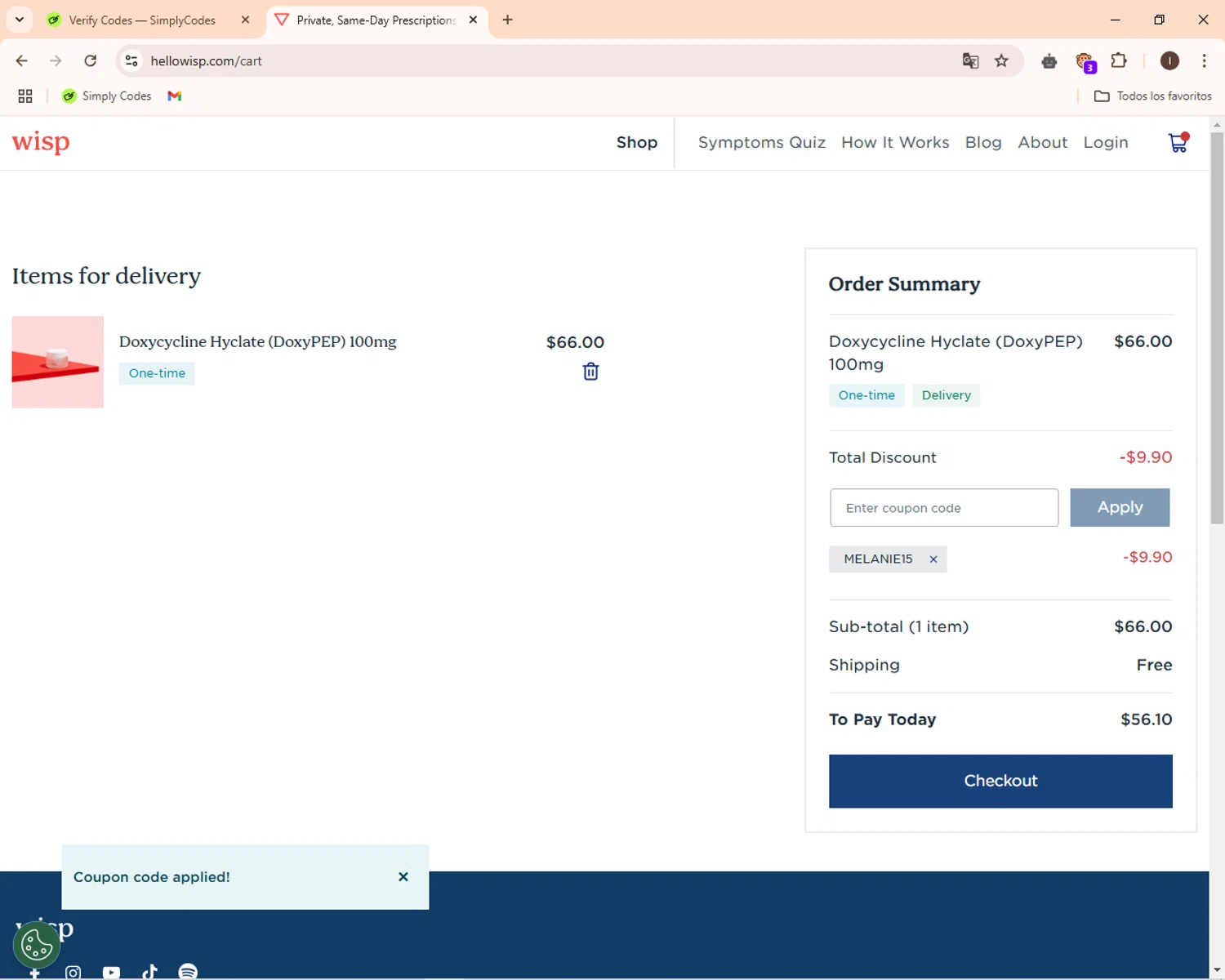 how to use Hello Wisp coupons