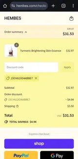 15CHG1XD4ABBE7 coupon verification screenshot