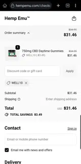 WELL10 coupon verification screenshot