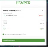Hemper coupon verification screenshot