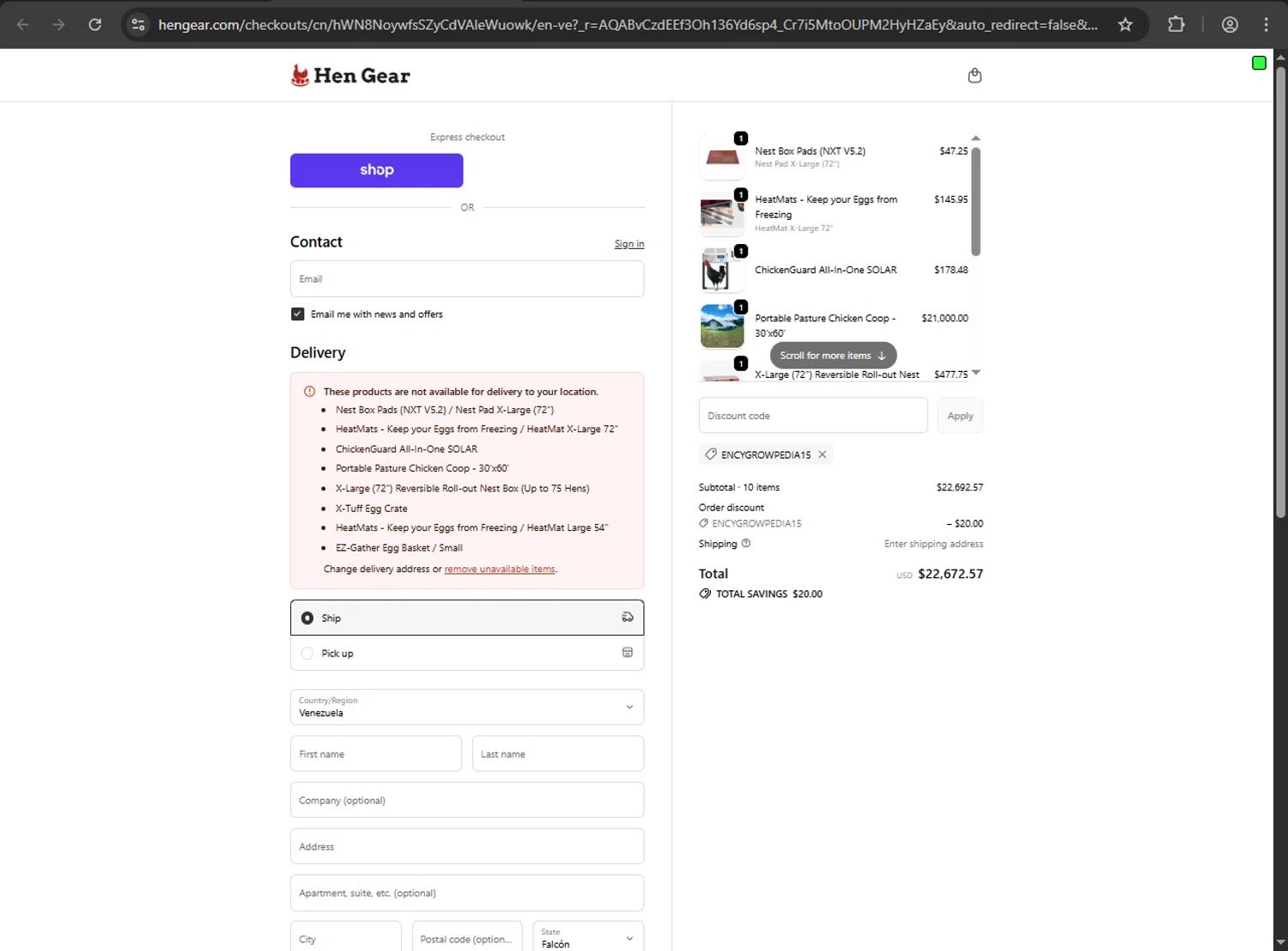 HenGear checkout page showing HenGear discount code box | Screenshot taken by SimplyCodes community member on Feb 4, 2026