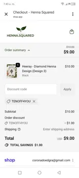 TENOFF4YOU coupon verification screenshot