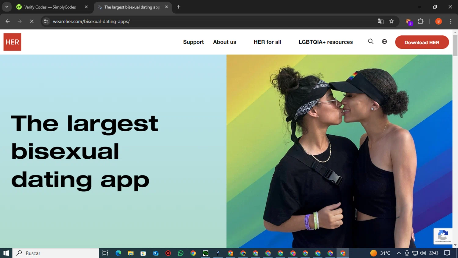 Her promo code screenshot showing code WELCOME applied at Her checkout page. Uploaded by SimplyCodes community member TreasureCurator8902 on Jan 12, 2025