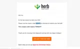 Herb Approach coupon verification screenshot