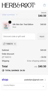 TAKE10 coupon verification screenshot