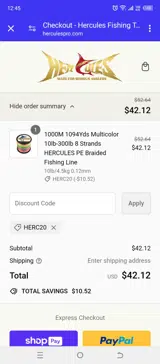Hercules Fishing Tackle coupon verification screenshot
