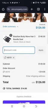 As10 coupon verification screenshot
